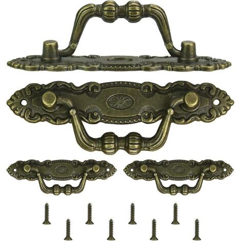Lot De 4 Poignées De Tiroir Vintage ONEBO – Laiton Antique, Forme Bélière, Pour Portes Et Meubles