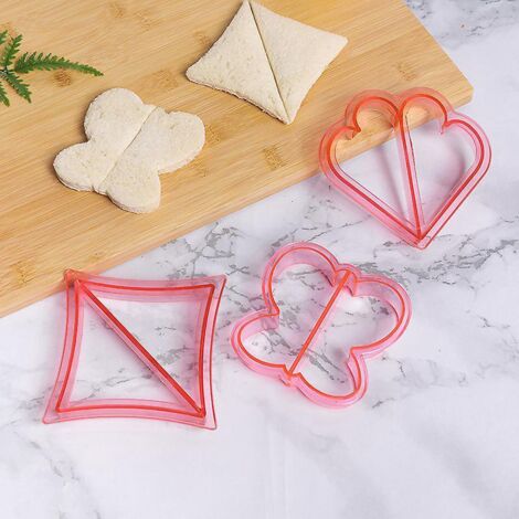3 Pices Moule Sandwich Cartoon (rose), Outil De Dcoupe Pour Pain, Fruits, Lgumes, Diverses Formes Mignonnes (1/5)