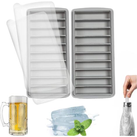 (lot De 2,gris) 2 Paquets Bacs Glaons En Silicone, Faciles Librer, Empilables Avec Couvercle, 10 Cavits,idal Pour Les Sports Et Les Bouteilles D (1/5)