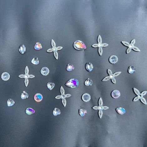 30pcs-(chaussures Non Incluses) Chaussures  Trous Chaussures Diy Boucle Accessoires Tendance Croix Strass Dcoration Amovible Set (1/5)