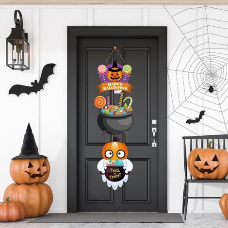 dcorations De Porte Suspendues Pour Halloween - Modle De Citrouille Fantme, Dcorations D'halloween, Couronne De Porte D'entre De Fte D'halloween, (1/3)