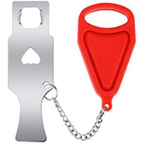 deux Butoirs De Porte De Verrouillage De Porte Portables Rouges Sont Utiliss Dans Les Htels, Les Voyages, Les Maisons, Les Appartements Et Les Col (1/5)