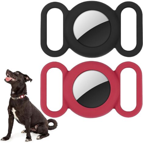 airtag Collier Pour Chien En Silicone Pour Localisateur De Suivi Gps(noir/rouge), Housse De Protection Compatible Avec Apple Airtag, Scurit Et Ant