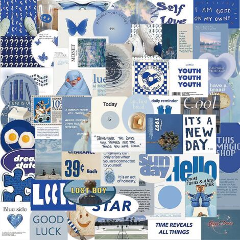 autocollant 57 Pices Bleu Graffiti Stickers Pour Portable Voiture Ordinateur Moto Velo Casque Skateboard Guitare Bouteille D'eau Guitare Dcalcoman (1/5)