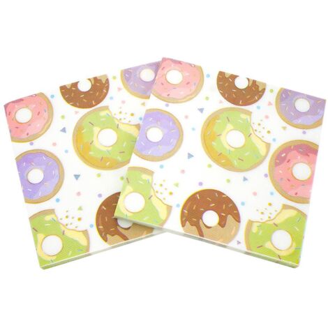 lot De 40 Serviettes En Papier Colores-serviettes De Table Imprimes Cratives Motifs De Beignets, Bricolage, Origami, Pour La Gastronomie, Anniv (1/5)
