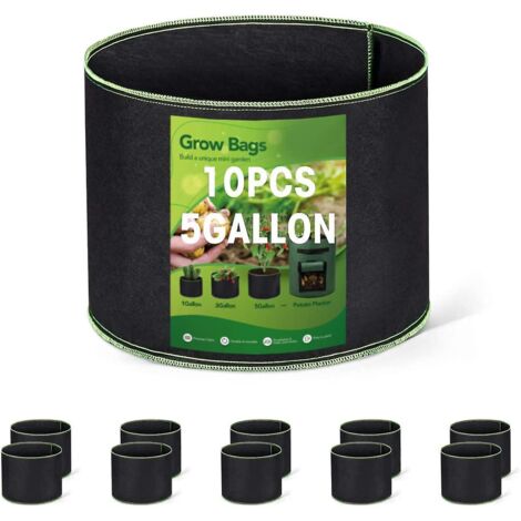 sacs De Culture En Ponge (10 Pices) - Grande Capacit De 20 L (30 Cm De Diamtre, 25 Cm De Hauteur) - Sacs Pour Plantes Avec Poignes Pour Pommes De (1/5)