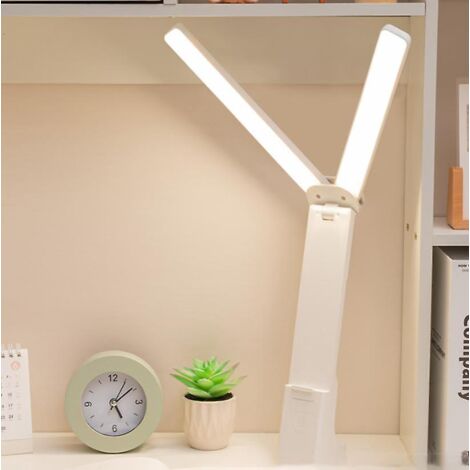 lampe De Bureau De Lecture Pour Enfants Double Led - Blanc, Bureau Domicile, Petite Lampe De Bureau Portable, Grande Plage D'clairage, Lampe De (1/5)