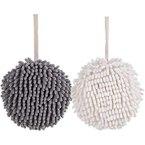 lot De 2 Blanc Et Gris - Boule De Serviette De Bain Moelleuse Schez Vos Mains Instantanment Et Facilement Avec Ce Set D'essuie-mains De Bain Crati (1/5)