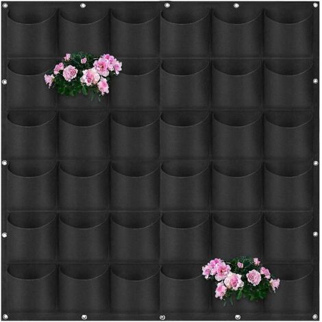 (noir) Sacs Pour Plantes Murales, 36 Sacs Pour Plantes Murales, Sacs Pour Plantes Murales Extrieures, Sacs Pour Plantes Murales En Feutre Debout (1/5)