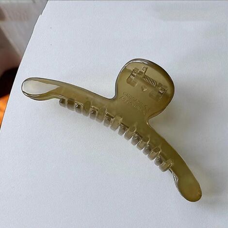 minimalist Line Translucent Clip - Brown, Delicate Design, Premium Feeling Hair Clip, Shark Clip, Sparkling Diamond Headpiece At The Back Of The H (1/5)