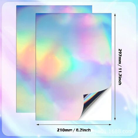 lot De 10 Feuilles Imprimables A4 En Vinyle Holographique Autocollant Schage Rapide Papier Vinyle Arc-en-ciel Impermable Pour Imprimantes Jet D'en (1/5)