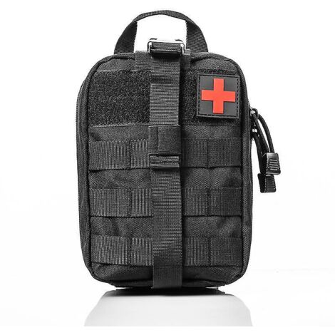 trousse De Premiers Secours De Voyage (noire), Sac Edc Multifonctionnel, Trousse De Premiers Secours Souple, Velcro, Trousse Mdicale Tactique Pour (1/5)