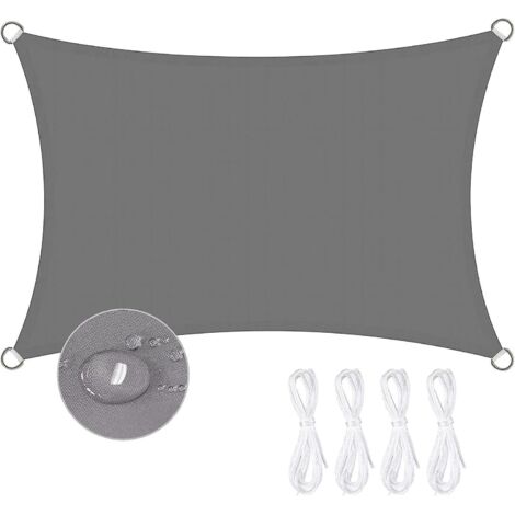 voile D'ombrage Impermable Rectangulaire 2 X 3m (gris)toile Ombrage 95% Une Protection Des Rayons Uv Pour Extrieur Terrasse Jardin Balcon (1/4)