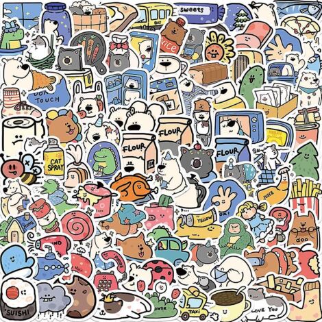 autocollant 100 Pices Animaux Mignons Graffiti Stickers Pour Portable Voiture Ordinateur Moto Velo Casque Skateboard Guitare Bouteille D'eau Guita (1/4)