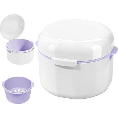 (blanc)bote De Dentier Avec Passoire, Portable Boite Appareil Dentaire, Botes Pour Prothses Dentaires, Bote De Retenue Orthodontique, Bote De Nett (1/5)