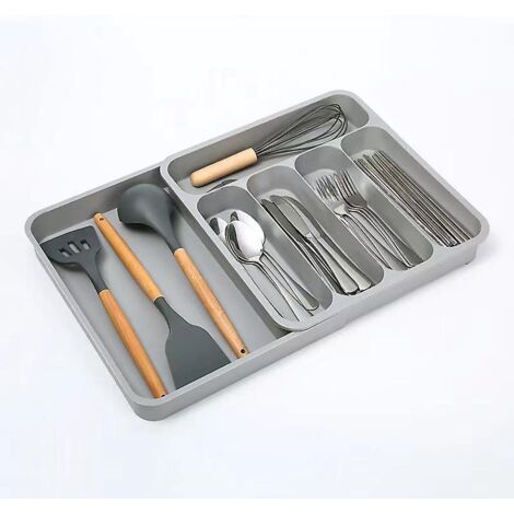 rangement De Tiroir Extensible De Cuisine, Tagre De Sparation, Rangement De Couverts, Compartiment Pour Couteaux, Fourchettes Et Baguettes, Botes (1/5)