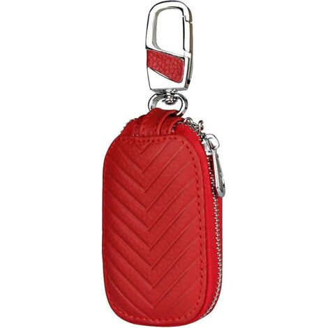 (rouge) Tui Pour Cl De Voiture, Tui Porte-cls Portable, Crochet Et Fermeture Clair En Mtal, Tui Pour Cl De Voiture