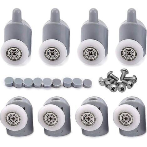 8 Pcs 23mm Galet Rouleau Roulette Roue Pour Porte De Douche, Roulettes Coulissantes Porte Salle De Bain (1/5)