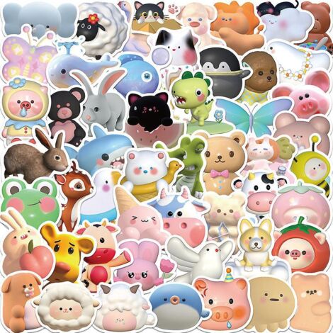 autocollant 52 Pices Animaux Mignons En 3d Graffiti Stickers Pour Portable Voiture Ordinateur Moto Velo Casque Skateboard Guitare Bouteille D'eau (1/5)