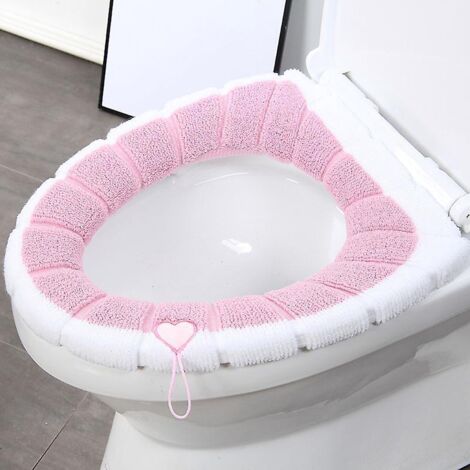 lot De 2 Coussins D'assise Universels Impermables - Rose Avec Boucle De Salle De Bain - Doux Et Chaud - Lavable (1/5)