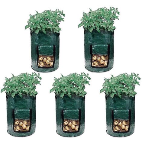 5 Pices Sacs De Culture De Jardin En Plein Air Potager Engrais Seau Sacs De Croissance Des Plantes 7 Gallons 30x35cm (1/5)