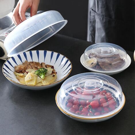 3pcs-14cm-transparent-couvre Assiette Micro-ondes - Cloche Couvre-plat (1/5)