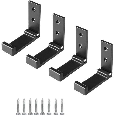 4 Pices (noir) Crochet De Suspension Mural En Alliage D'aluminium Patres Pliables 90 Avec Vis Pour Armoire De Porte Murale Cuisine Salle De Bain (1/5)
