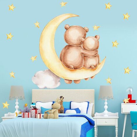 stickers Muraux Petit Ours Autocollants Muraux Mural Stickers Pour Chambre Salon Mur Tv (1/4)