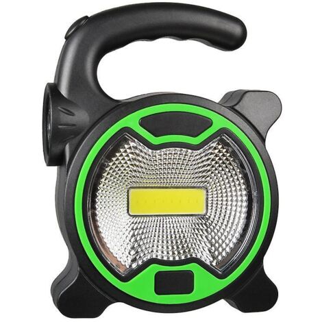 lampe De Camping Puissante De 100 Lumens (verte), Lampe De Travail Cob Alimente Par Batterie, Lampe De Poche Led Portable, Lampe De Camping  2 Mod (1/5)