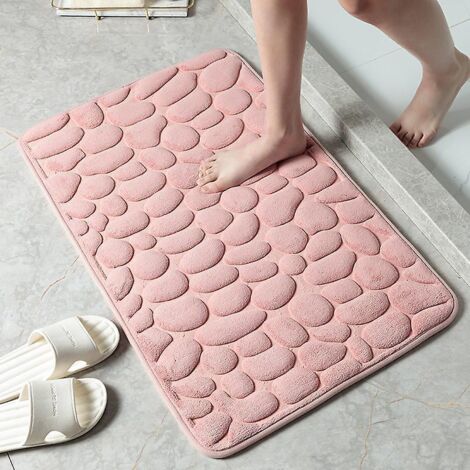 tapis De Bain Antidrapant En Pierre - Rouge, Mousse Mmoire De Forme - Tapis De Bain 4060 Cm ,paillasson De Couleur Pure, Repose-pieds Absorbant, (1/5)