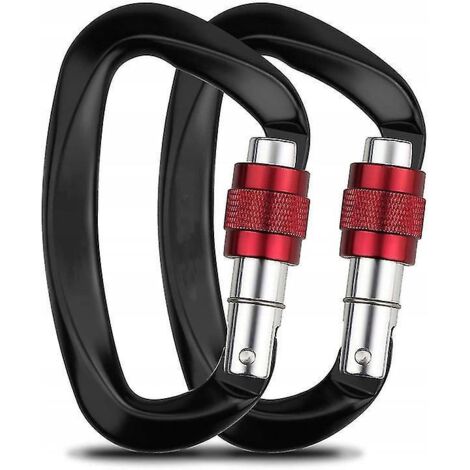 2 Pcs Mousqueton Antichute Mousqueton En Forme De D 12kn Noir (1/5)