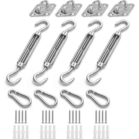 m6 Kit De Fixation Pour Auvent, Voile D'ombrage Robuste En Acier Inoxydable, Kit De Quincaillerie Pour Jardin, Triangle Et Carr, Rectangulaire, Vo (1/5)