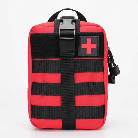 trousse De Premiers Secours De Voyage (rouge), Sac Edc Multifonctionnel, Trousse De Premiers Secours Souple, Velcro, Trousse Mdicale Tactique Pour (1/5)