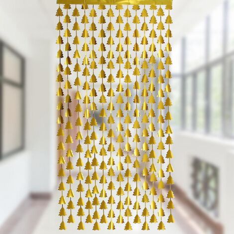 rideaux Mtalliques En Forme D'arbre De Nol - Or - 1m2m, Glands Brillants, Rideaux Glands En Aluminium, Portes Et Fentres Brillantes Pour La Dcor (1/5)