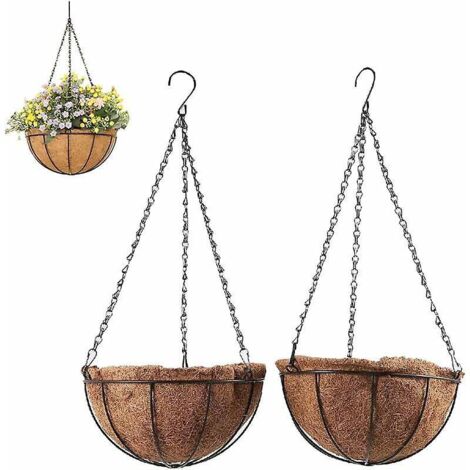 20 Cm 1 Pices Panier De Fleurs Suspendre En Mtal, Panier De Fleurs Suspendre En Fibre De Coco, Panier De Fleurs Suspendre, Pour Culture Plantes (1/5)