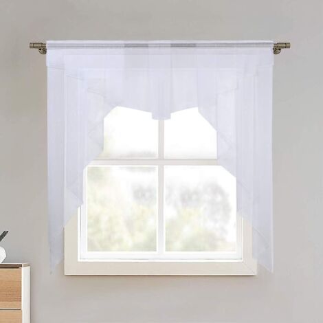rideaux De Cuisine (blanc, 120cm145cm) Petits Rideaux Rideaux De Gaze Translucide Rideaux De Caf Rideaux Dcoratifs (1/4)