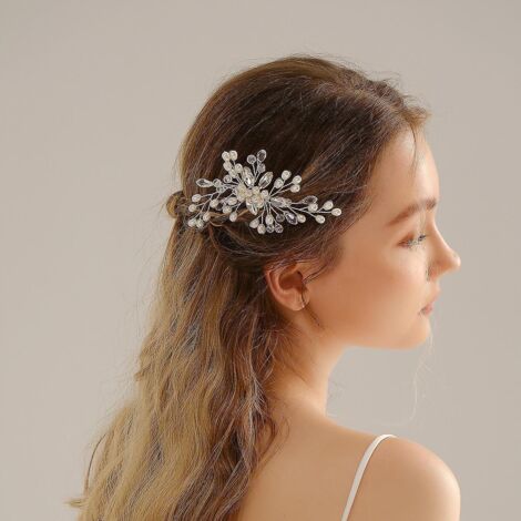 fleurs Accessoires De Cheveux De Mariage Peigne De Cheveux De Mariage En Perle Pour Femmes Et Filles (1/5)