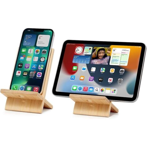 support De Tlphone Portable En Bambou Avec Trou De Charge, Support Amovible En Bois Pour Tlphone Portable, Bureau, Tablette, Station D'accueil Pou (1/5)