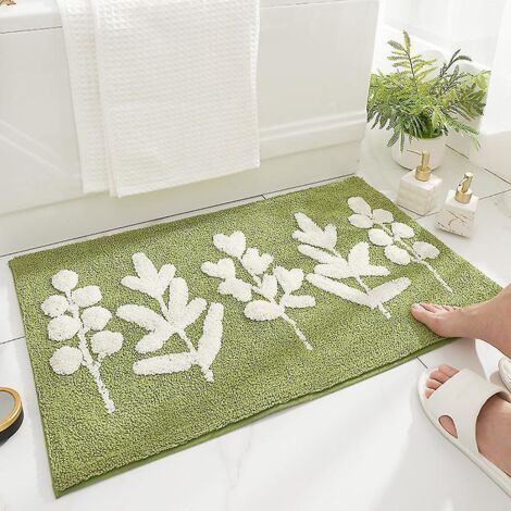 tapis De Bain Vert Antidrapant, Absorbant Et Doux - 45x65 Cm, Tapis De Bain Respectueux De La Peau, Usage Domestique Moderne Et Minimaliste (1/5)
