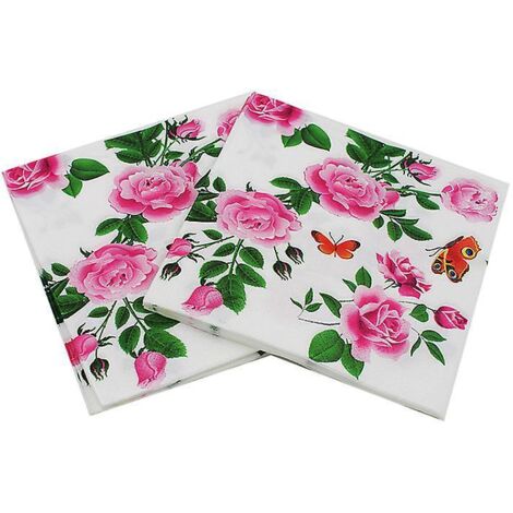 lot De 40 Serviettes En Papier Colores-serviettes De Table Motifs De Papillons, Pour Cocktail, Fte, Bricolage, Origami, Pour La Gastronomie, Ann (1/5)