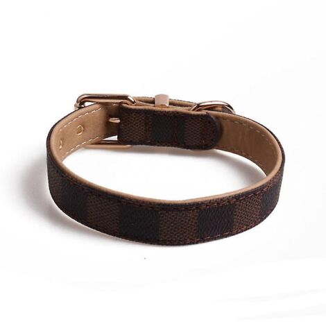 1 Pices(treillis Brun) Ensemble Collier ,rglables Bandana Pour Les Promenades En Plein Air Pour Chats Et Chiots (1/3)
