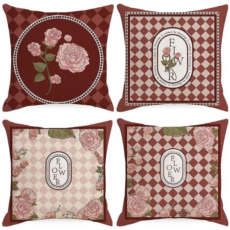 lot De 4 Housse De Coussin, Housse Coussin 45x45cm Housses De Coussin Taie D'oreiller Dcoratif Canap Pour Chambre, Canap, Chaise, Lit,jardin(vinta (1/5)