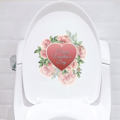 love Flower Slogan Toilet Seat Cover Sticker, Home Decor Wall Sticker (1/5)