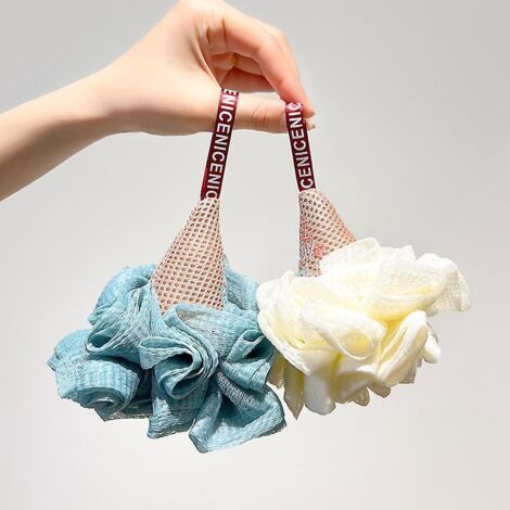 lot De 2 Bleu, Blanc Ponges De Bain En Forme De Crme Glace Pour Enfant - Ponge De Douche Anti-dispersion - Ponge Exfoliante (1/5)