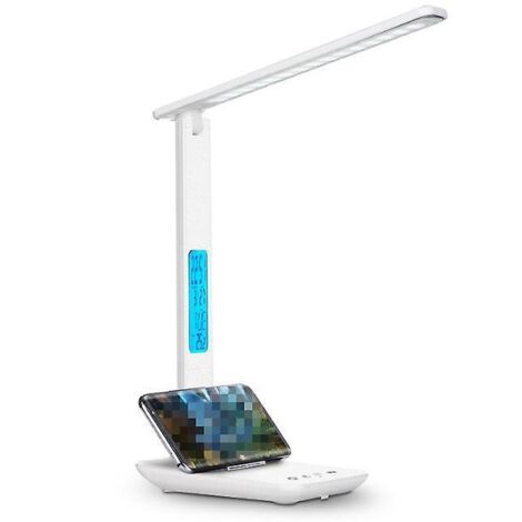 (norme Europenne) Lampe De Bureau De Protection Des Yeux De Charge Sans Fil Pour Tlphone Portable 10w - Blanc, Cran Pliant Simple Et Cratif