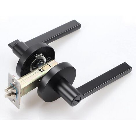 noir Mat Serrure Levier De Porte D'entre Robuste Avec Cl, Bouton De Porte De Confidentialit, Serrure De Porte Universelle Chambre Coucher Serrur (1/5)