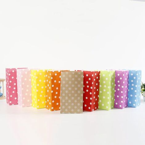 sachet Cadeau En Papier Pois - Lot De 20 Sacs De Bonbons En Papier, Petit Sac Cadeau, Sacs Cadeau Colors, Pochette Cadeau Papier Bricolage Pour B (1/5)