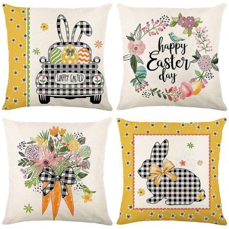 lot De 4 Housse De Coussin, Housse Coussin 45x45cm Housses De Coussin Taie D'oreiller Dcoratif Canap Pour Chambre, Canap, Chaise, Lit,jardin(oeufs (1/5)