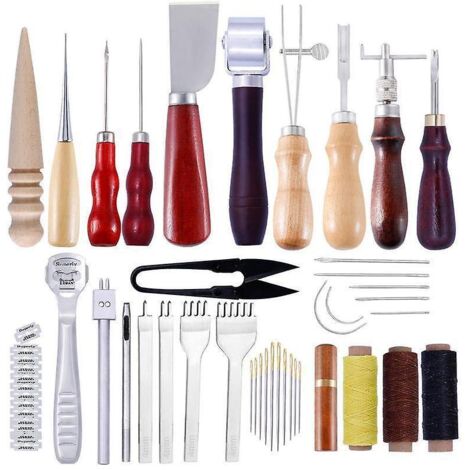 cuir Outils Kit Dequantit Voir Le Graphique Rparation  La Main Artisanat Cuir Fil Cir 8 Couleur Avec Aiguilles  Coudre Ciseaux Ruban  Mesurer Pour (1/5)