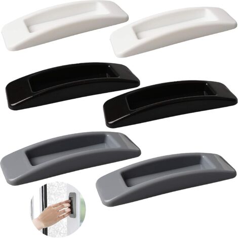 4 Piece Self-adhesive Instant Door Handle - Black, Poigne De Porte Coulissante Autocollante Pour Salle De Bain, Verre, Portes Et Fentres, Tiroirs (1/5)